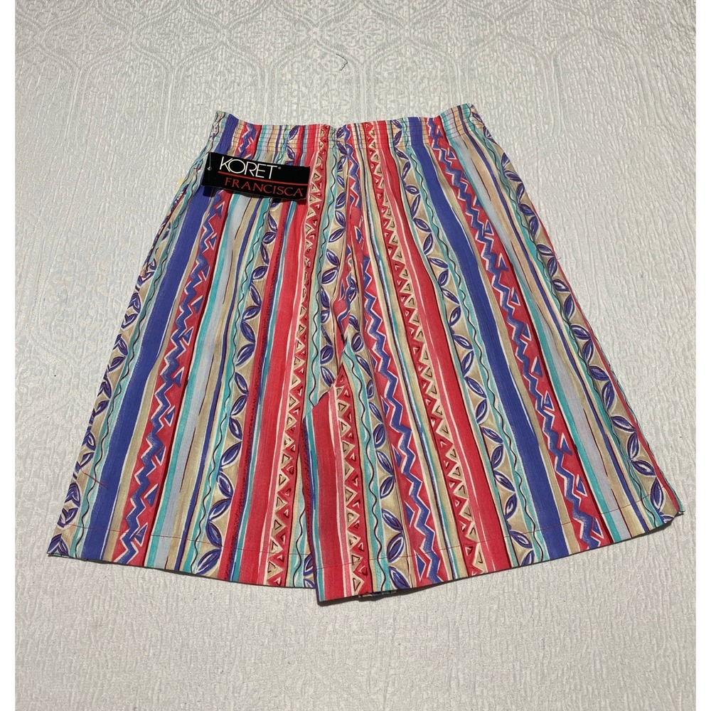 Koret‎ Francisca Petite S Multi Colorblock Striped Elastic Waist Shorts Vintage